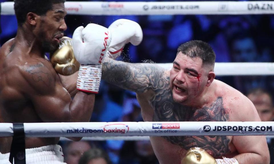 A bloodied Andy Ruiz Jr finds the chin of Anthony Joshua.
