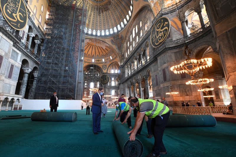 Head of Turkey's Religious Affairs Directorate Erbas visits Hagia Sophia in Istanbul