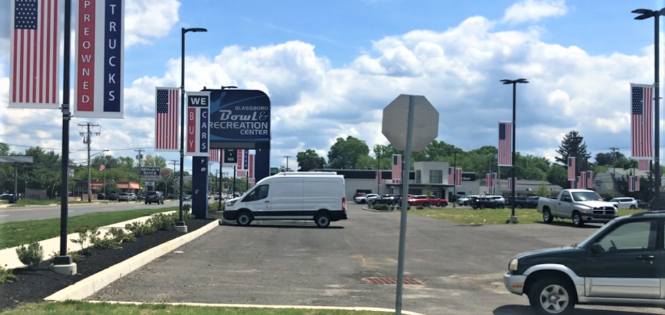 Glassboro Bowl & Recreation Center at 503 North Delsea Drive was demolished but its monument sign. The center's demise allowed an expansion of the Matt Blatt Dealership at 503 North Delsea Drive while preserving space for a fast food restaurant in the future. PHOTO: May 8, 2023.