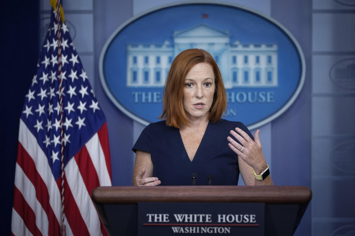 White House Press Secretary Jen Psaki speaks during the daily press briefing at the White House on August 24, 2021 in Washington, DC. Psaki took questions regarding the ongoing evacuation in Afghanistan. (Drew Angerer/Getty Images)