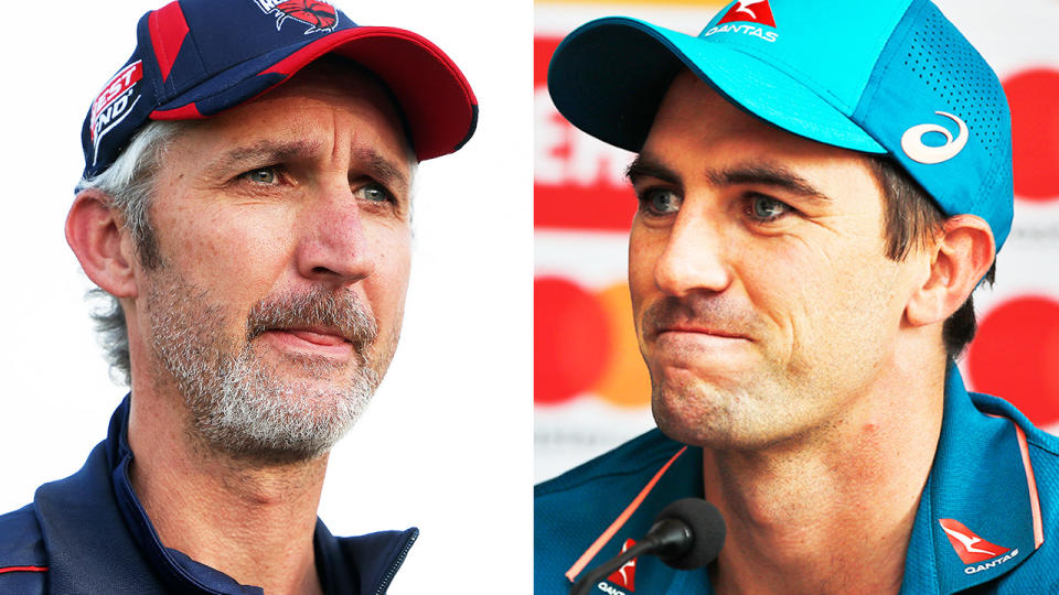 Jason Gillespie and Pat Cummins, pictured here speaking to the media.