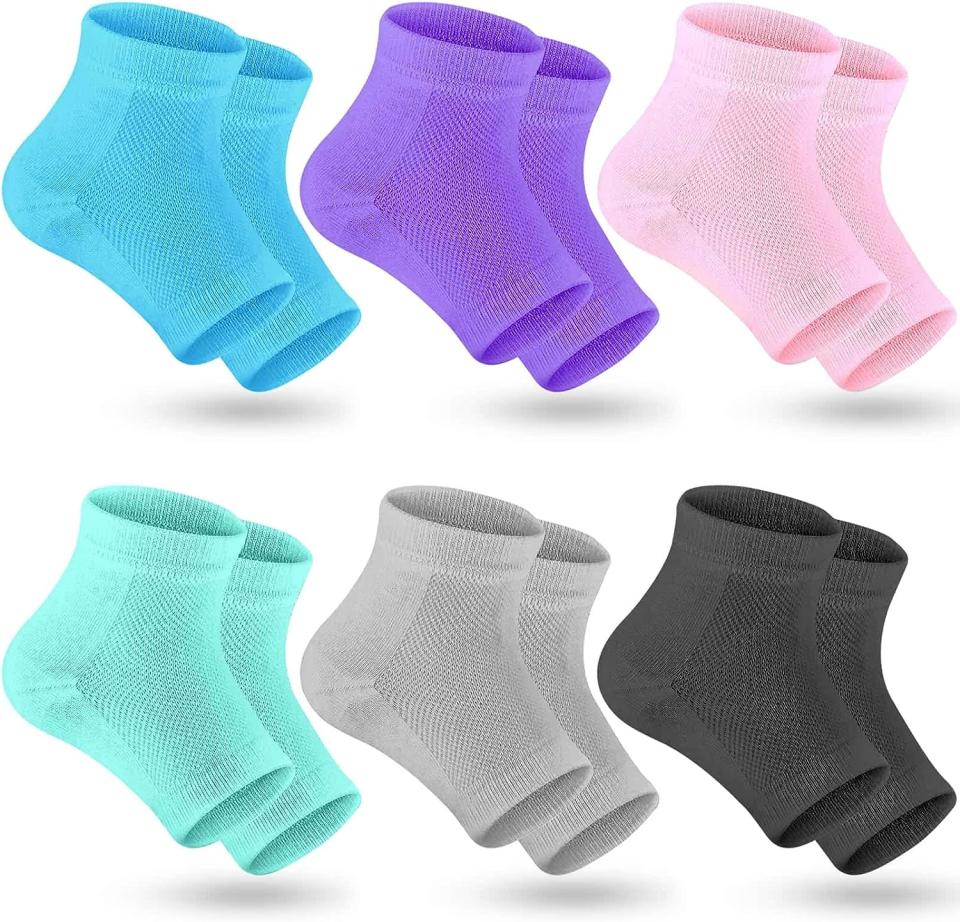 Seis pares de calcetines hidratantes con gel para pies y talones agrietados