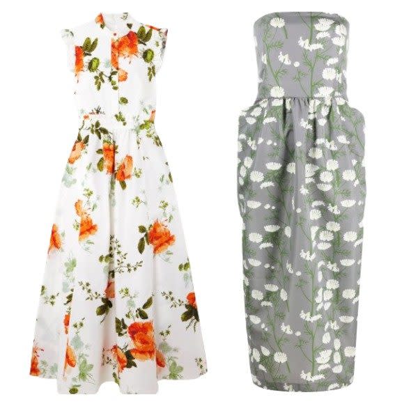 Shirt dress, £895, Erdem; Lena dress, £550, Bernadette