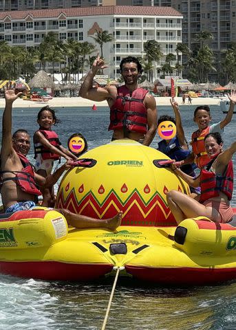 <p>Justin Baldoni/Instagram</p> Justin Baldoni with his kids and friends in Aruba