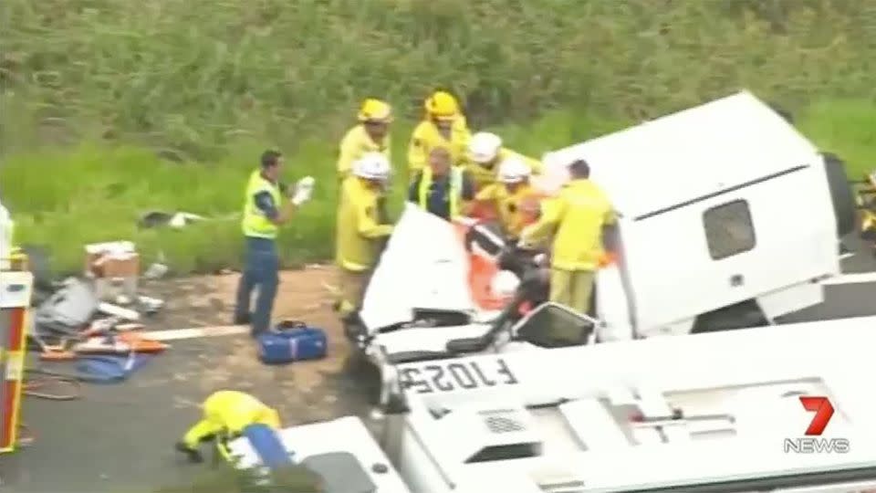 Queensland ambulance attending the scene. Source: 7 News.