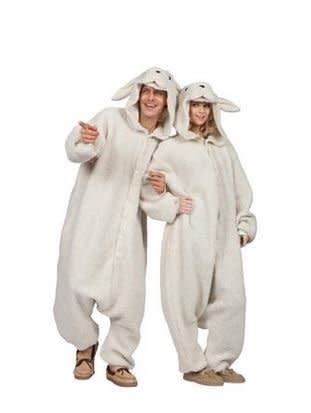 Aw, so warm and fuzzy. Be warned: this costume may get a little hot.   <a href="http://www.spirithalloween.com/product/rg-ollie-the-sheep-anime-osfm/" target="_blank">Get it here.</a>