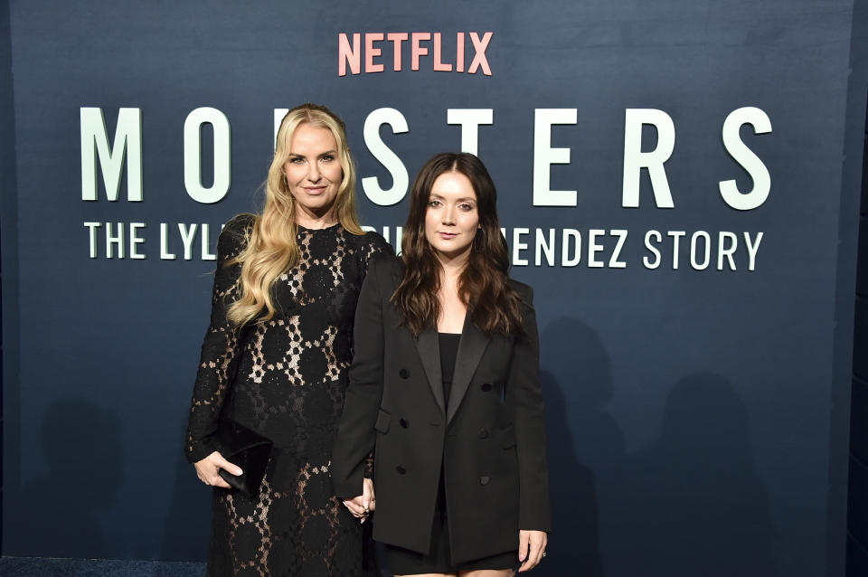 Leslie Grossman and Billie Lourd at Netflix’s “Monsters: The Lyle and Erik Menendez Story” premiere held at The Egyptian Theatre Hollywood on September 16, 2024 in Los Angeles, California.