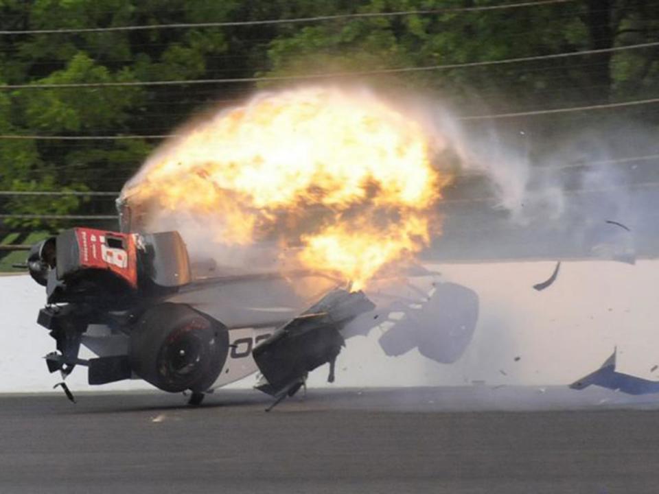 Sebastian Bourdais suffered a frightening accident during qualifying for the Indy 500 (AP)