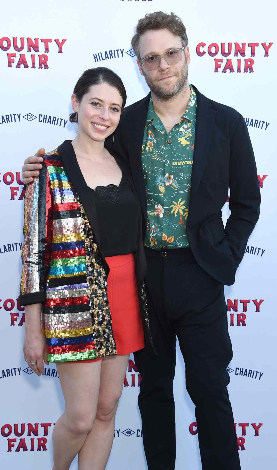 Lauren Miller Rogen and Seth Rogen attend Hilarity For Charity's County Fair hosted by Seth Rogen & Lauren Miller Rogen at The Row on September 14, 2019 in Los Angeles, California