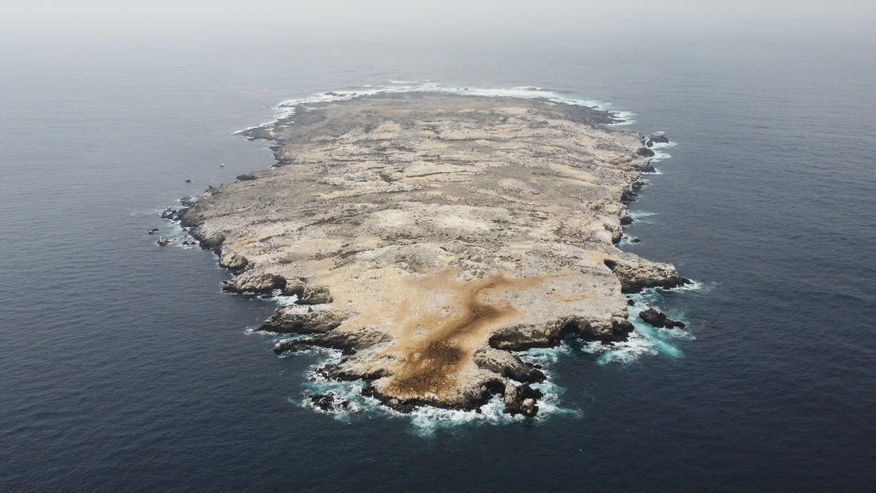 Pajaros Uno Island from above using a drone.