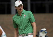 Mexico's Carlos Ortiz practices at the putting green during a practice round of the men's golf event at the 2020 Summer Olympics, Tuesday, July 27, 2021, at the Kasumigaseki Country Club in Kawagoe, Japan, (AP Photo/Matt York)