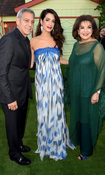 George Clooney with Amal Clooney and her mother, Baria