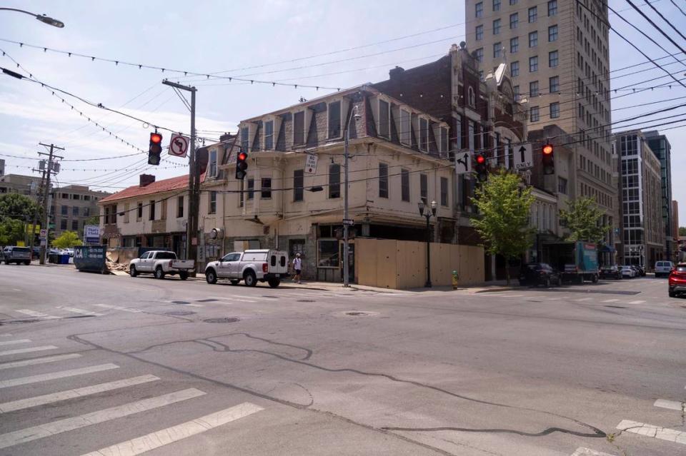 Renovations being done on the 200-plus year old building on the corner of N. Upper and Short Street. “We have to totally gut and repair the storefronts,” said Chad Needham, who is working with two others to renovate the downtown building.