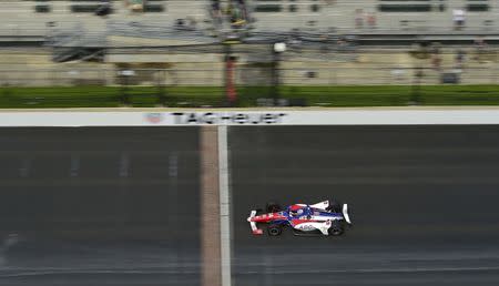 May 24, 2019; Indianapolis, IN, USA; Indycar driver Tony Kanaan practices during Carb Day for the 103rd Running of the Indianapolis 500 at Indianapolis Motor Speedway. Mandatory Credit: Thomas J. Russo-USA TODAY Sports