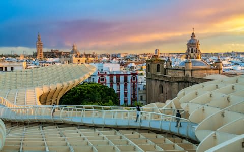 Metropol Parasol a building in Seville with the city behind - Credit: Getty