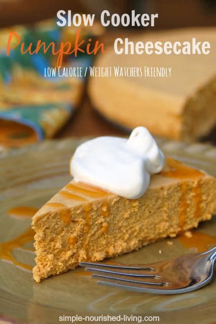 <p>This kitchen appliance isn't just for dinners on busy nights-it's also the secret to making a cheesecake that's low-calorie and extra creamy. </p><p><strong>Get the recipe at <a href="http://simple-nourished-living.com/2014/11/low-calorie-slow-cooker-pumpkin-cheesecake-recipe/" rel="nofollow noopener" target="_blank" data-ylk="slk:Simple Nourished Living;elm:context_link;itc:0;sec:content-canvas" class="link ">Simple Nourished Living</a>.</strong></p>