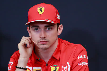 Formula One F1 - Monaco Grand Prix - Circuit de Monaco, Monte Carlo, Monaco - May 22, 2019 Ferrari's Charles Leclerc during a press conference ahead of the Monaco Grand Prix REUTERS/Gonzalo Fuentes