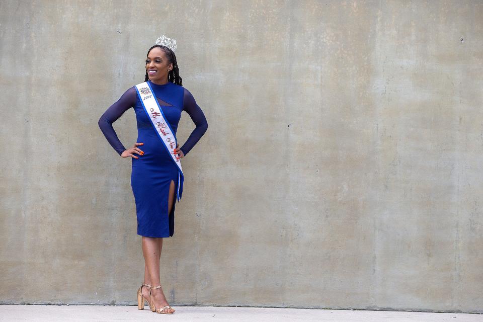 Sherrice Lyles, who earned the title of Ms. Black NJ, talks about the experience at Springwood Park in Asbury Park, NJ Tuesday, June 28, 2022. 