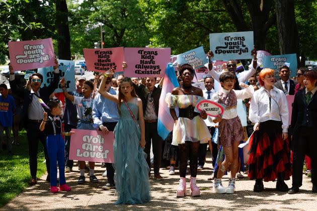 Trans kids and additional activists march to the U.S. Supreme Court after the Trans Youth Prom on May 22.