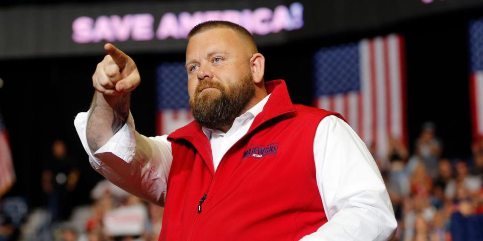 J.R. Majewski pointing at a rally