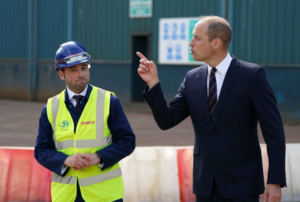 Prince William Honors Warship Construction Workers at the BAE Systems Shipyard in Glasgow