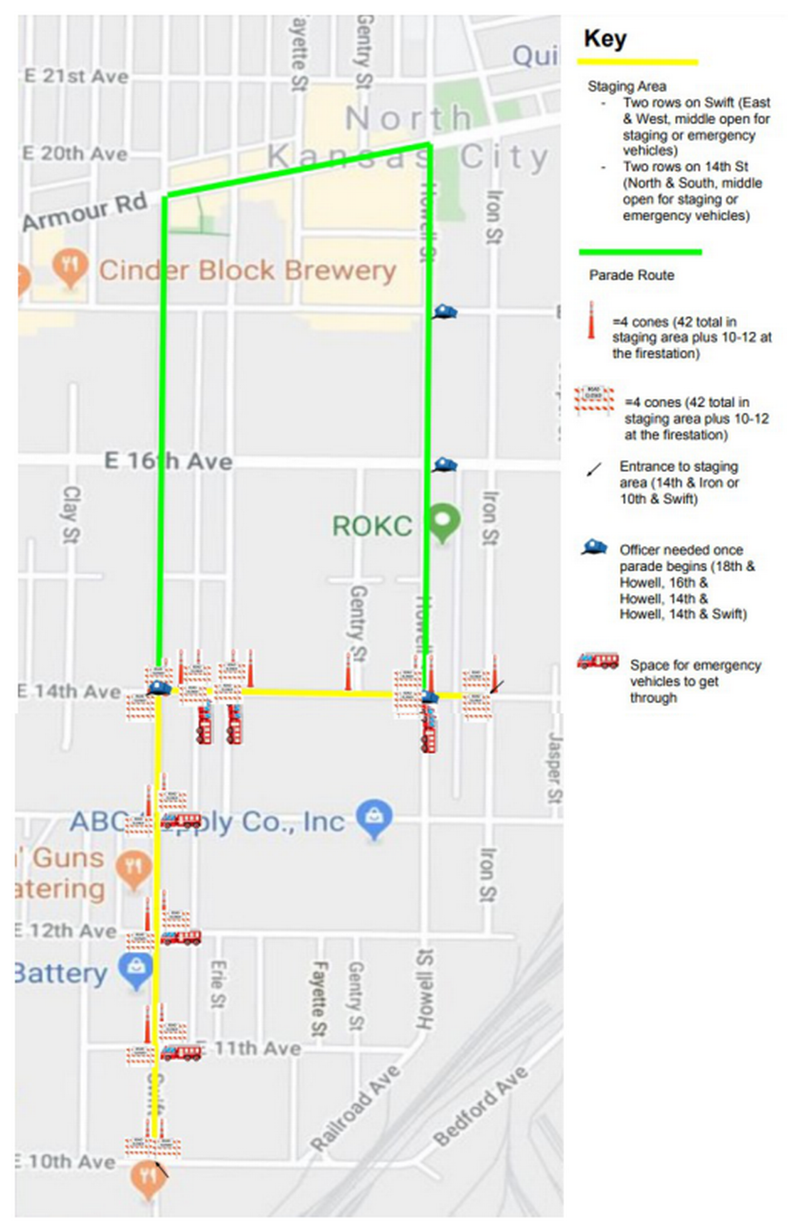 The parade route for Snake Saturday in North Kansas City this weekend