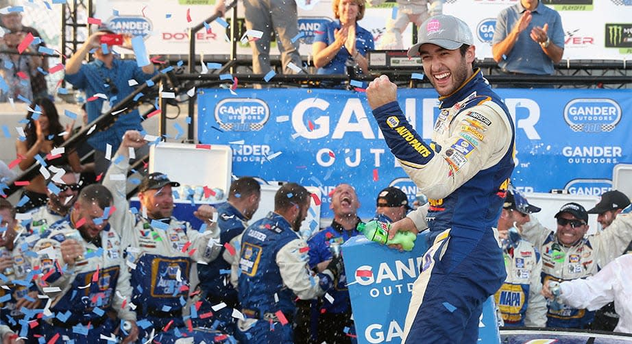 Chase Elliott celebrates Dover