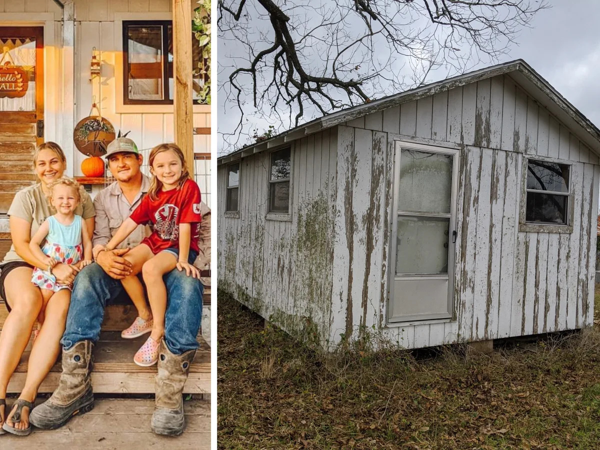 A Texas couple inherited an old shed and spent $16,000 turning it into a tiny ho..