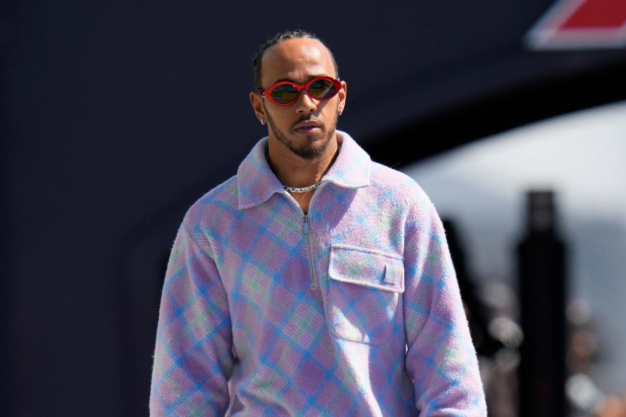 Lewis Hamilton arrives in the Jeddah paddock on Friday (Hassan Ammar/AP) (AP)