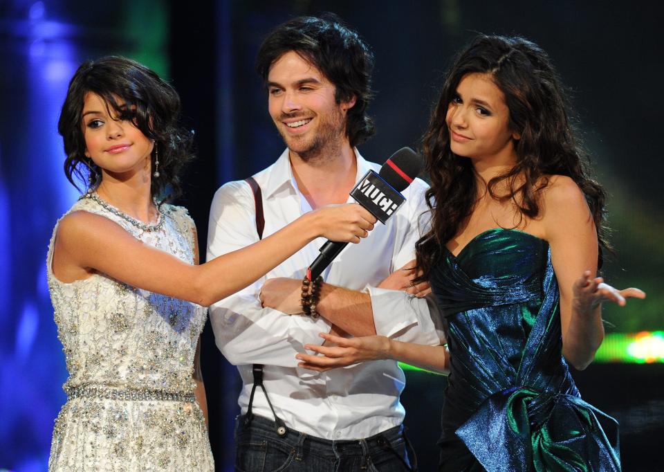 Selena Gomez, Ian Somerhalder and Nina Dobrev on stage at the 22nd Annual MuchMusic Video Awards at the MuchMusic HQ on June 19, 2011 in Toronto, Canada