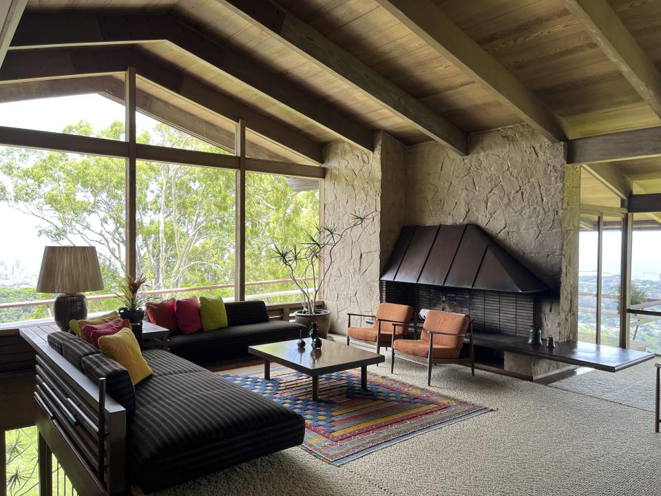 This image shows an interior view of the Liljestrand House in Honolulu, Hawaii, designed by architect Vladimir Ossipoff. (Kristina Linnea Garcia via AP)