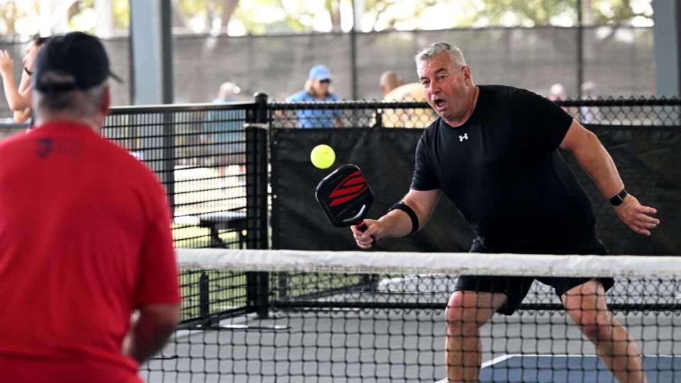 Ray Broccolo from Newfoundland plays a match at the C.V. Walton Racquet Center Pickleball Courts at the G.T. Bray Recreation Center.