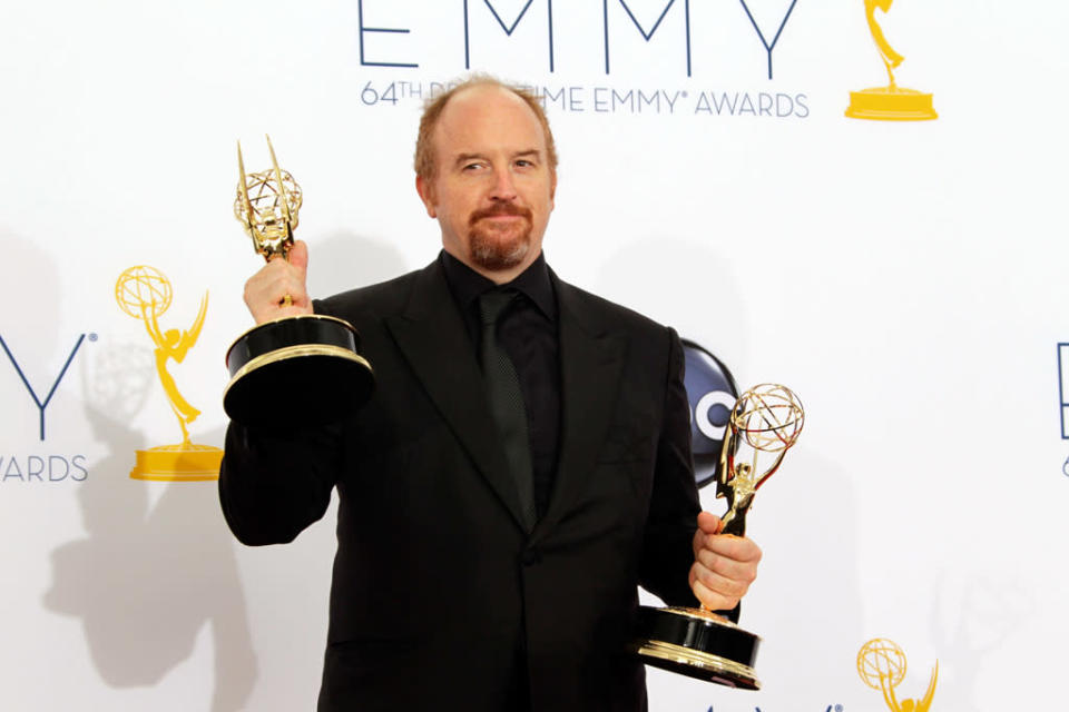 Louis C.K., winner Outstanding Writing for a Comedy Series for "Louie," poses in the press room at the 64th Primetime Emmy Awards at the Nokia Theatre in Los Angeles on September 23, 2012.