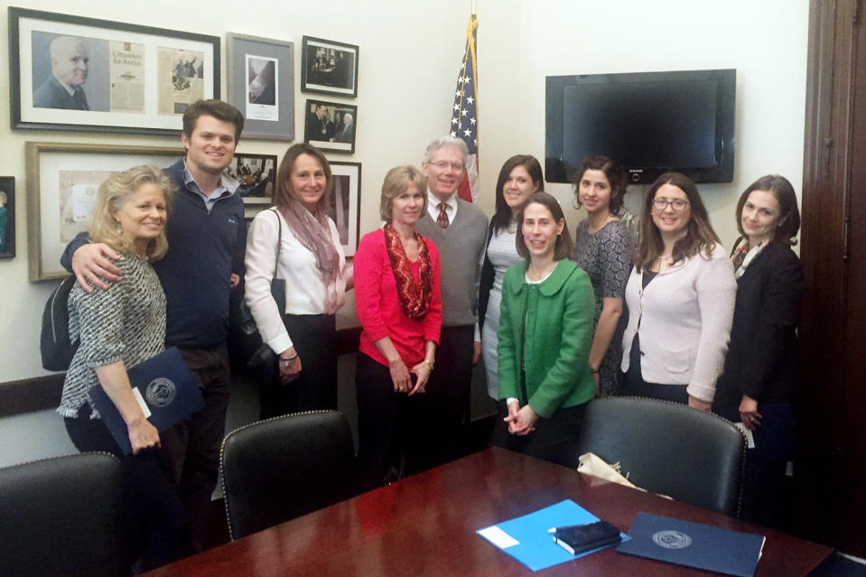 Parishioners from the Holy Trinity Church visited Sen. John McCain’s office, among others, during an all-day visit to Capitol Hill. (Photo: Lisa Belkin/Yahoo News)