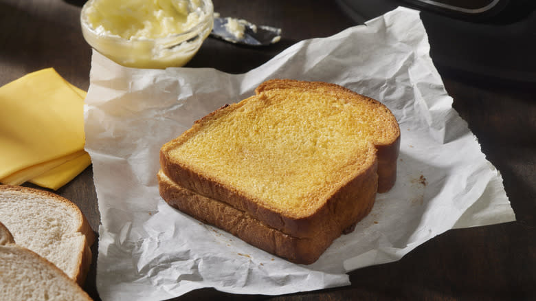 Butter and bread for grilled cheese