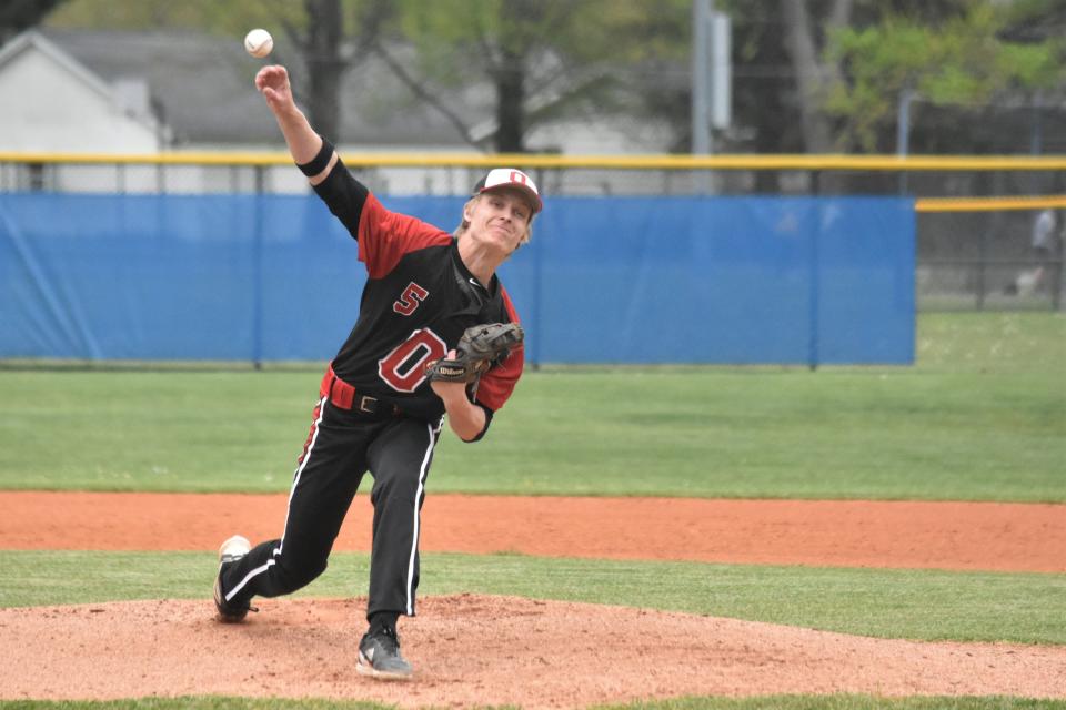 Ian Hall fires in a pitch against Mitchell.