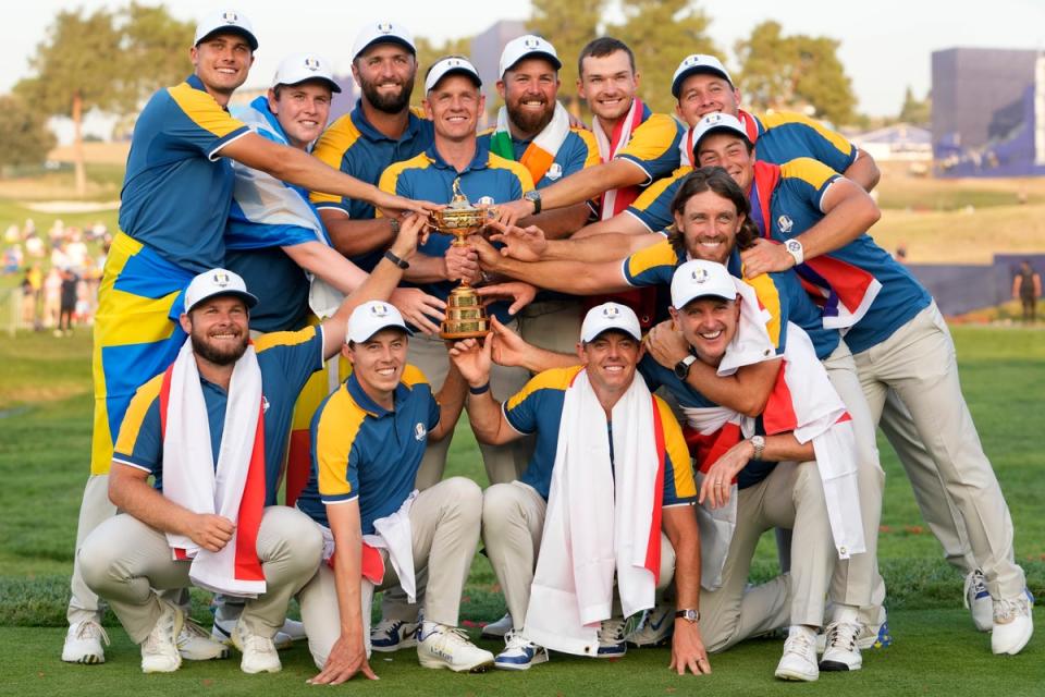 Europe celebrate winning the Ryder Cup (Associated Press)