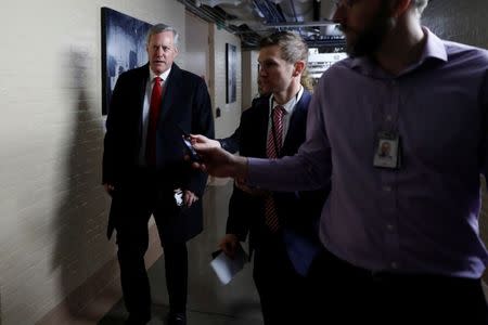 Mark Meadows, Rep. and Chairman of the House Freedom Caucus, arrives for a closed Republican conference meeting on Capitol Hill in Washington, U.S., December 5, 2017. REUTERS/Aaron P. Bernstein