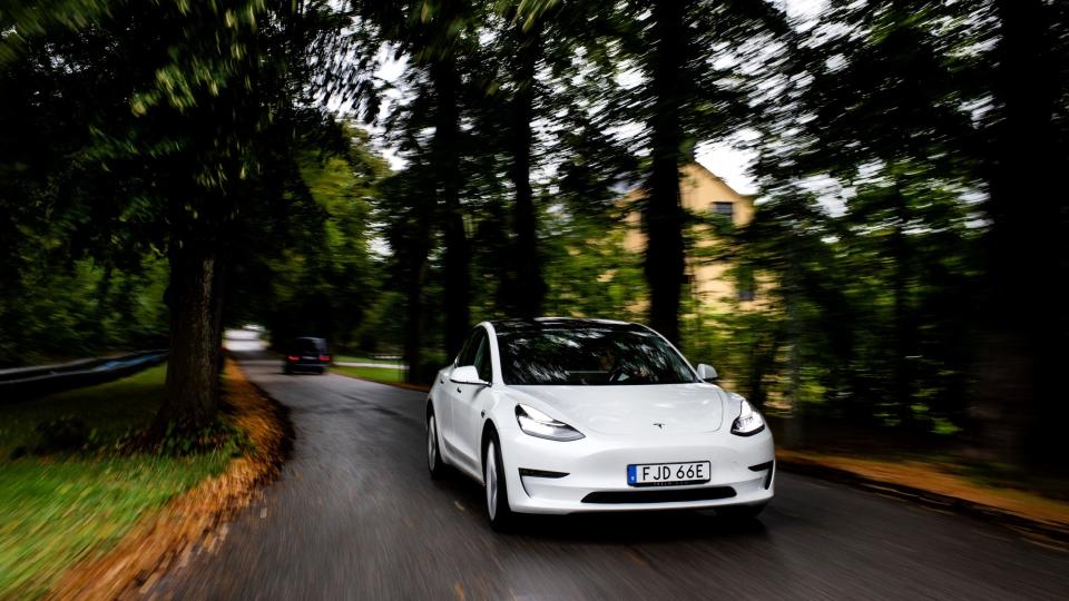 Mandatory Credit: Photo by IBL/Shutterstock (10482026n)Tesla Model 3 Long Range vehicle communication road street transportTesla Model 3 car - 12 Sep 2019.