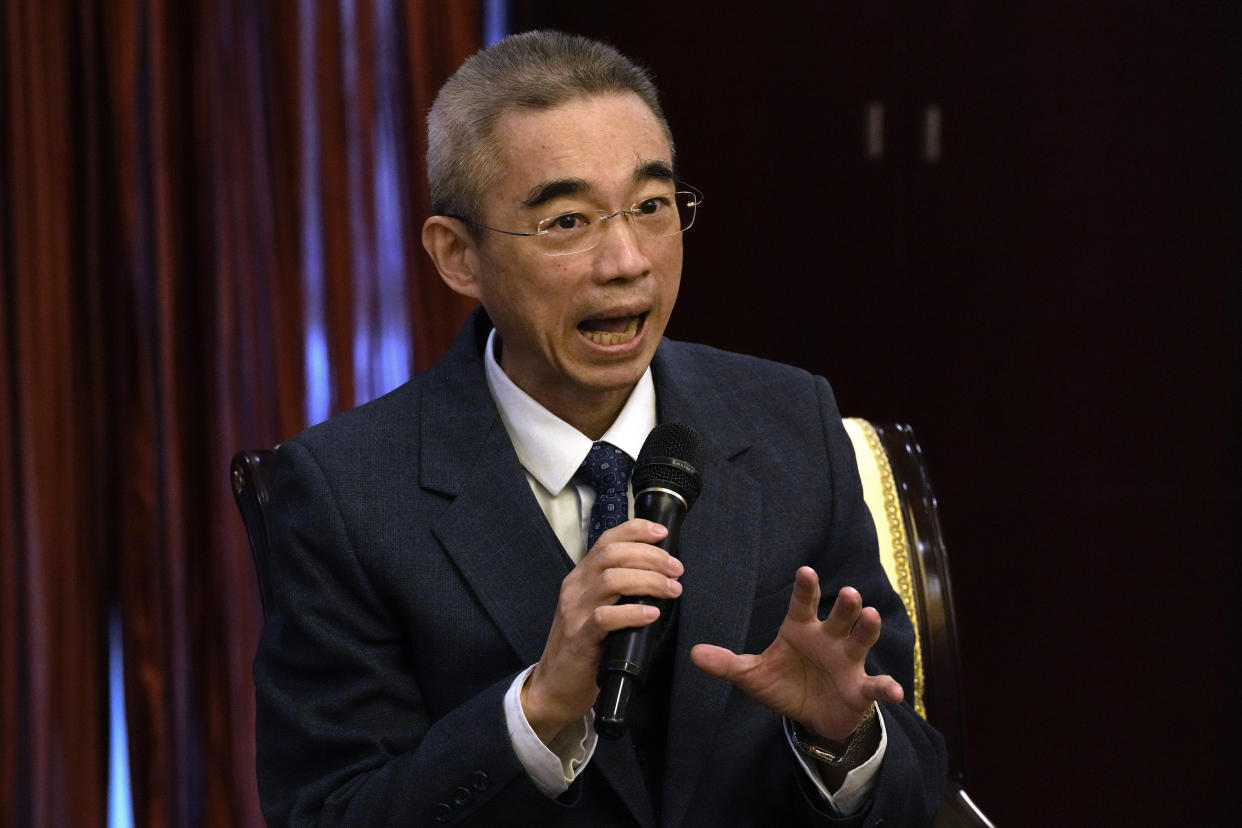 Wu Zunyou, the chief epidemiologist at China's Center for Disease Control, speaks during a press conference in Beijing, Thursday, Dec. 29, 2022. Chinese health officials have said the current outbreak is being driven by versions of the omicron variant that have also been detected elsewhere, and a surveillance system has been set up to identify any potentially worrisome new versions of the virus. Wu, said Thursday that China has always reported the virus strains it has found in a timely way. (AP Photo/Ng Han Guan)