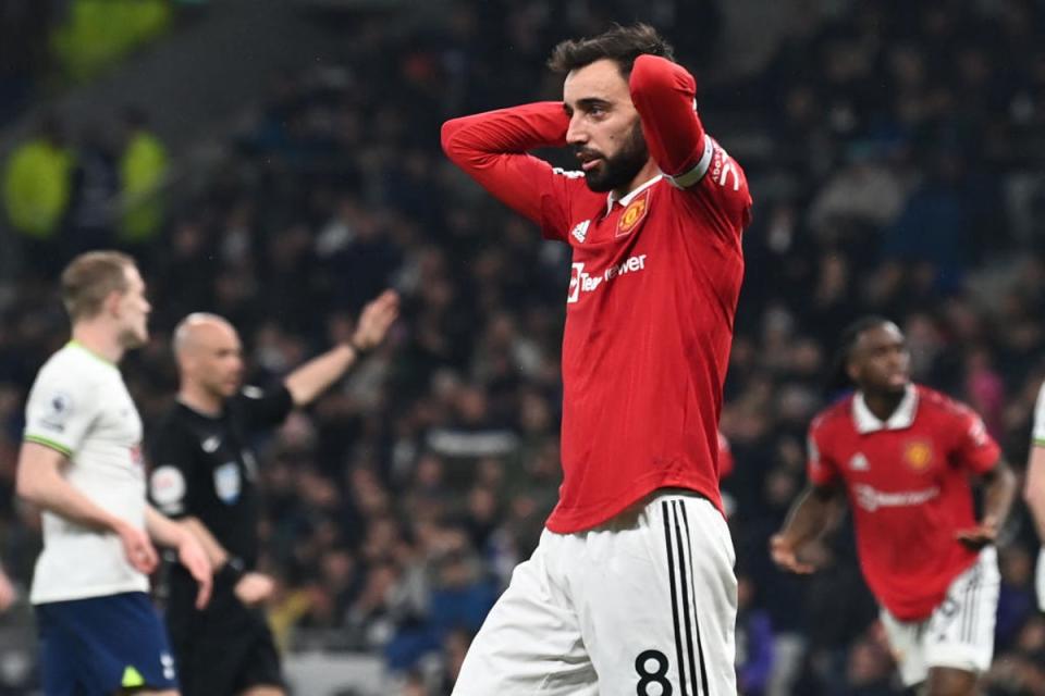 Bruno Fernandes played through the pain barrier at Tottenham (AFP via Getty Images)