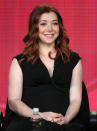 PASADENA, CA - JANUARY 11: Actress Alyson Hannigan of the television show "How I Met Your Mother" speaks during the CBS portion of the 2012 Television Critics Association Press Tour at The Langham Huntington Hotel and Spa on January 11, 2012 in Pasadena, California. (Photo by Frederick M. Brown/Getty Images)