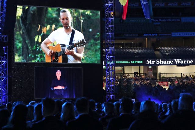 Coldplay frontman Chris Martin performs an acoustic version of his band’s hit ‘Yellow’