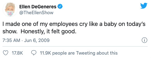 ellen degeneres employee cry tweet