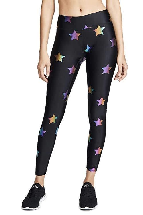 12) Women's Tall Band Foil Print Leggings