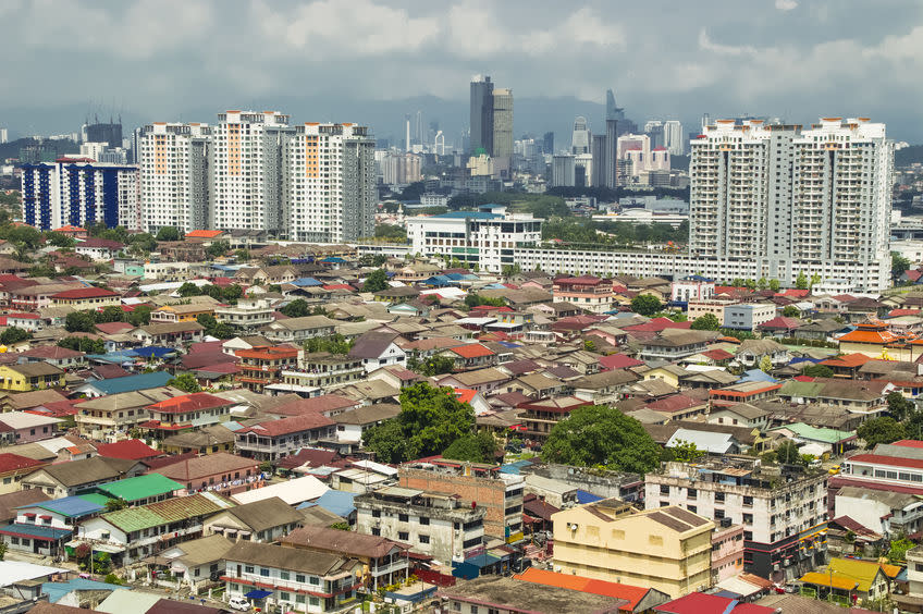 Aerial view of Petaling Jaya leading to Kuala Lumpur city centre