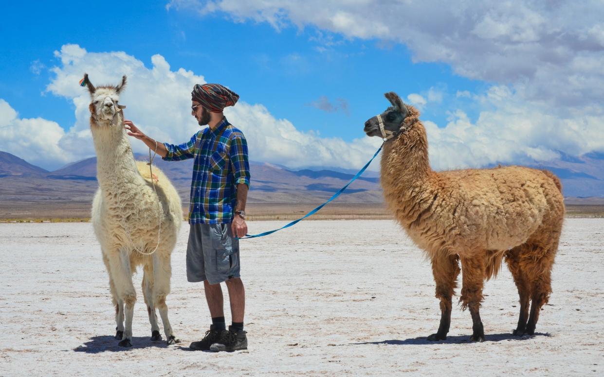 Walking with llamas in the Argentian mountains is a once-in-a-lifetime experience