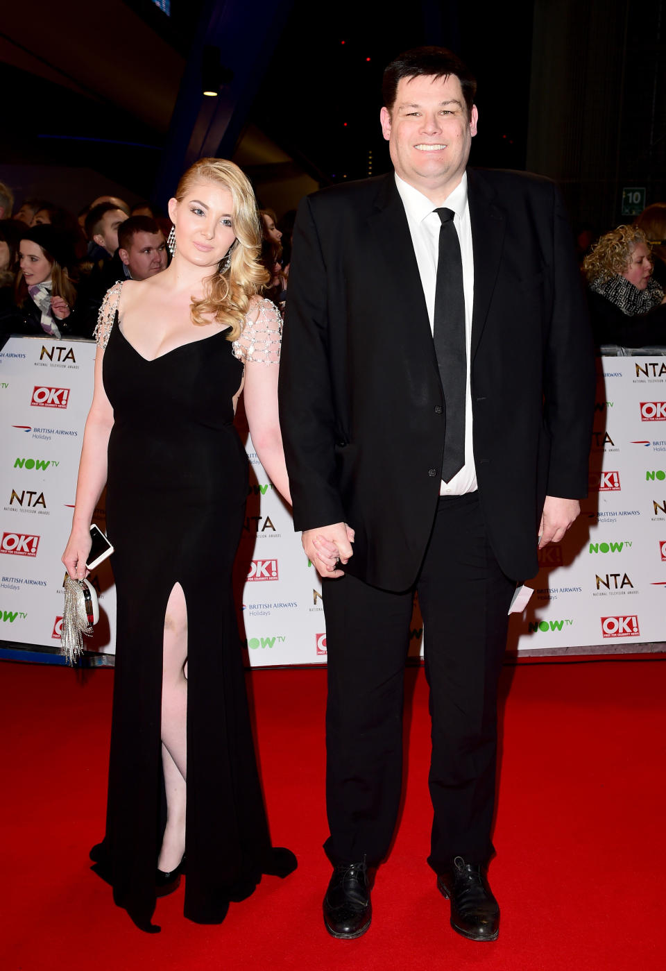 Mark Labbett and wife Katie arriving at the National Television Awards 2016 held at The O2 Arena in London. PRESS ASSOCIATION Photo. See PA story NTAs. Picture date: Wednesday January 20, 2016. Photo credit should read: Ian West/PA Wire 