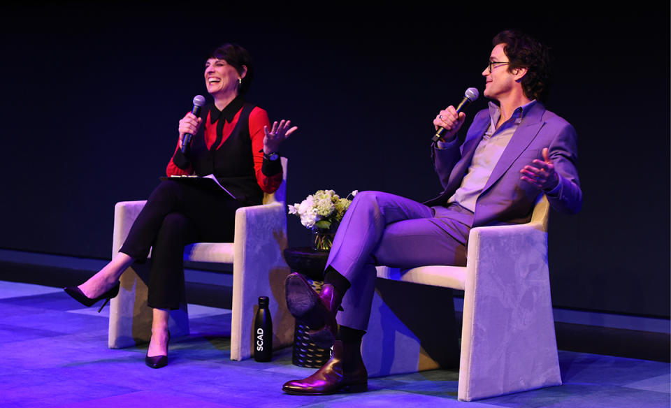 Stacey Wilson Hunt and Matt Bomer speak during the “Fellow Travelers” at SCAD TVfest