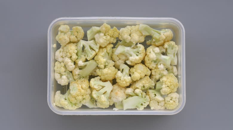 cauliflower soaking in salt water